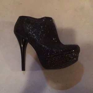 Black sequin sky high booties